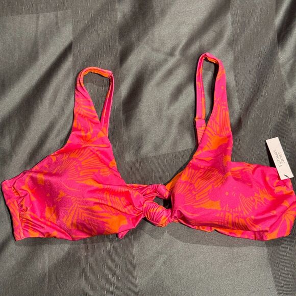 NWT VICTORIA'S SECRET Pink Palm Knotted Bralette Bikini Set Size XL & M - Picture 5 of 14